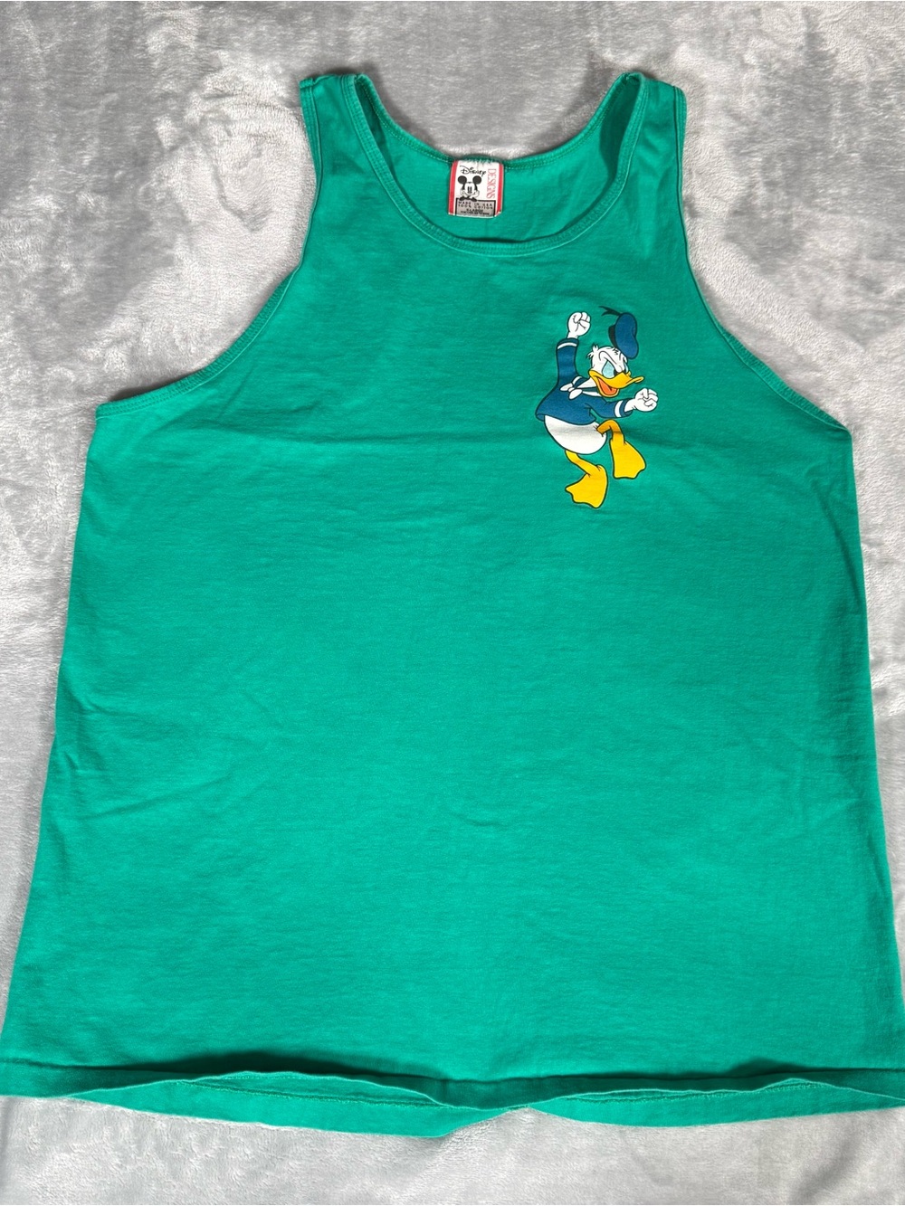 Vintage Disney Donald Duck Tank Top T Shirt XL (Fits L) Teal Green 90s